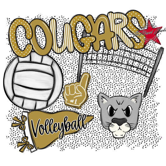 Cougars Volleyball Spirit-Gold