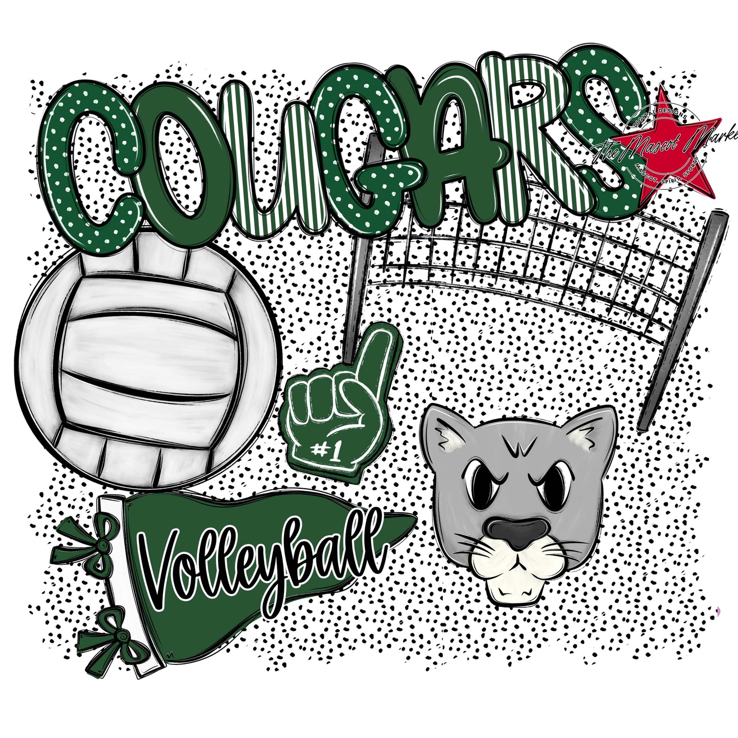 Cougars Volleyball Spirit-Green