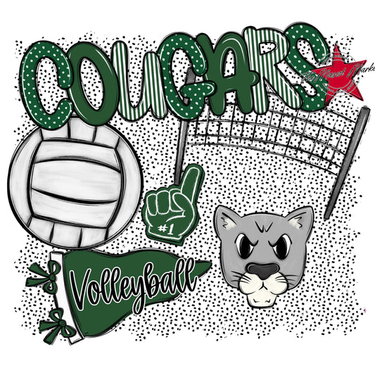 Cougars Volleyball Spirit-Green