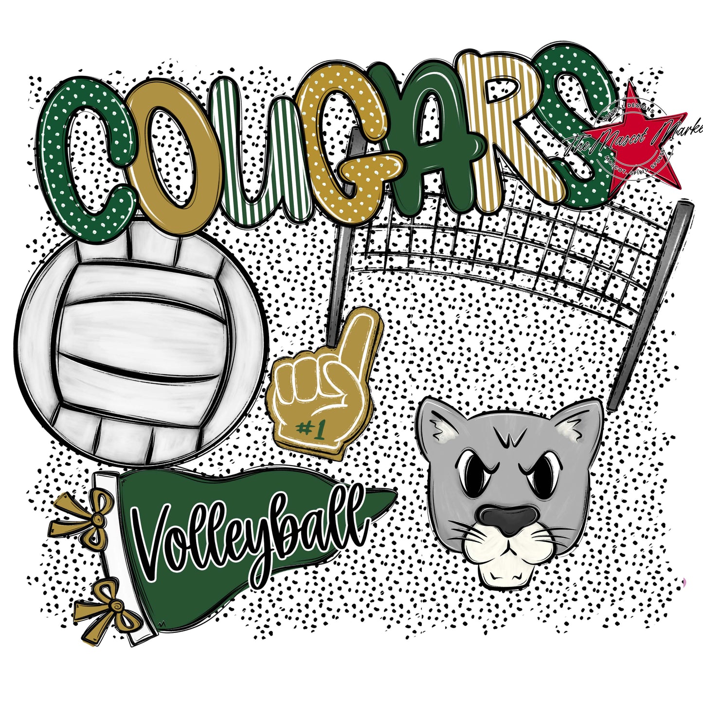 Cougars Volleyball Spirit-Green & Gold