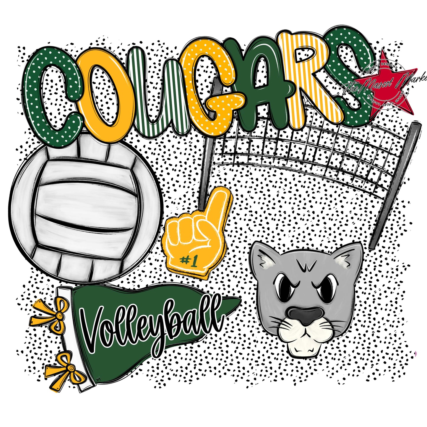 Cougars Volleyball Spirit-Green & Yellow