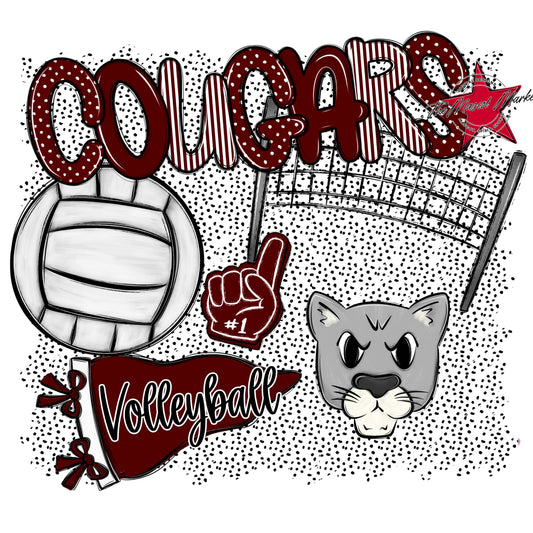 Cougars Volleyball Spirit-Maroon