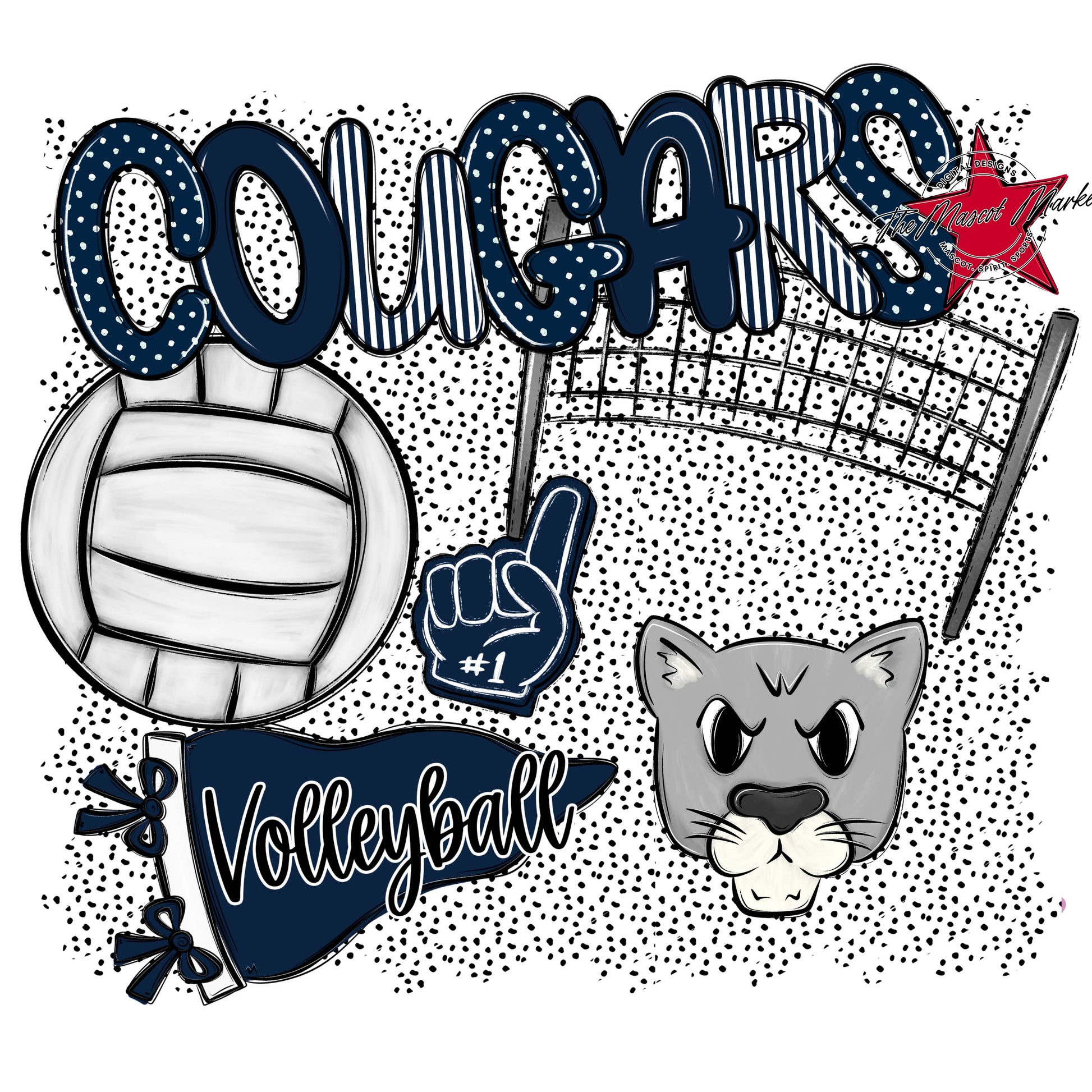 Cougars Volleyball Spirit-Navy