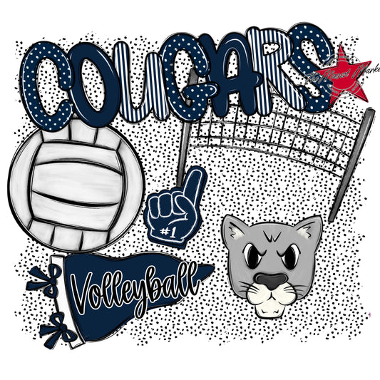 Cougars Volleyball Spirit-Navy