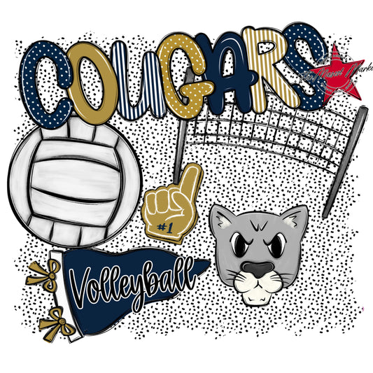 Cougars Volleyball Spirit-Navy & Gold