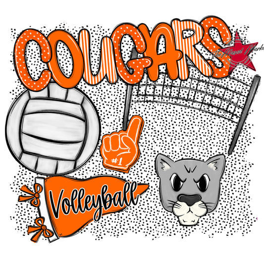 Cougars Volleyball Spirit-Orange
