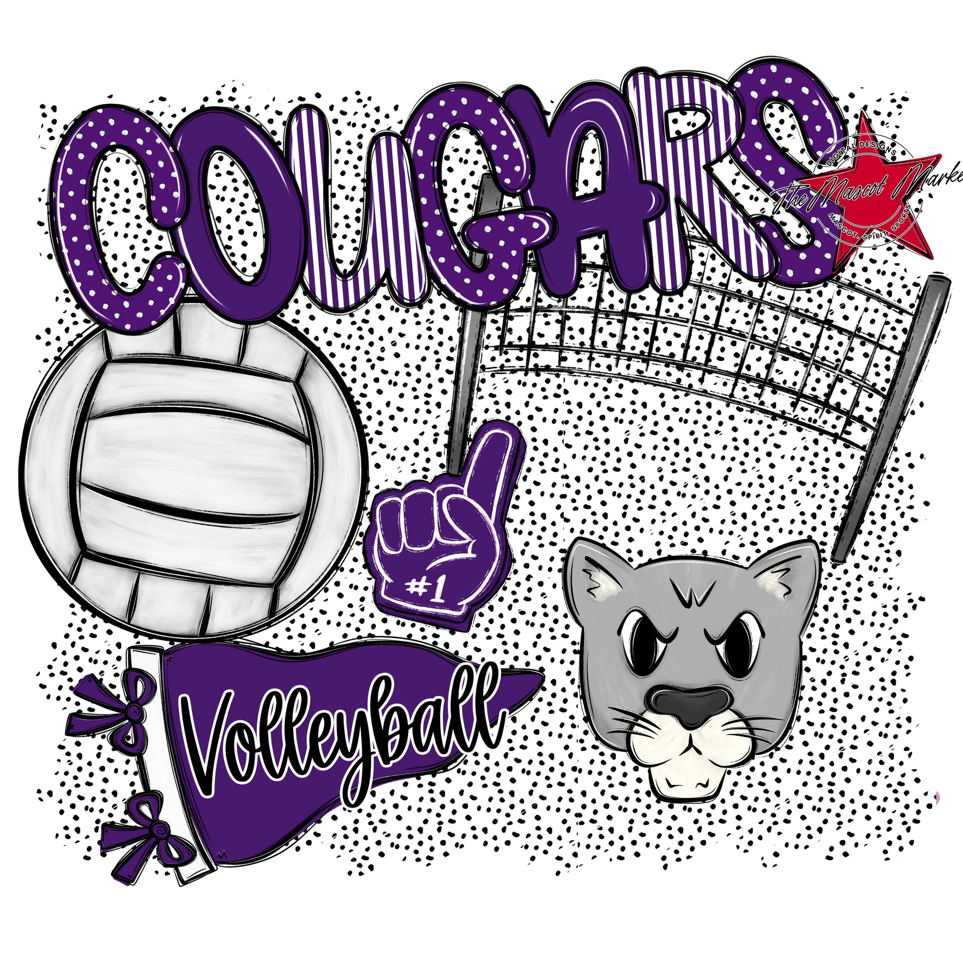 Cougars Volleyball Spirit-Purple