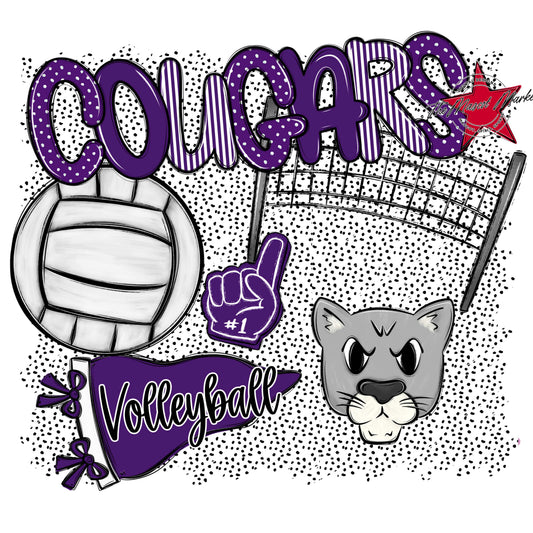 Cougars Volleyball Spirit-Purple
