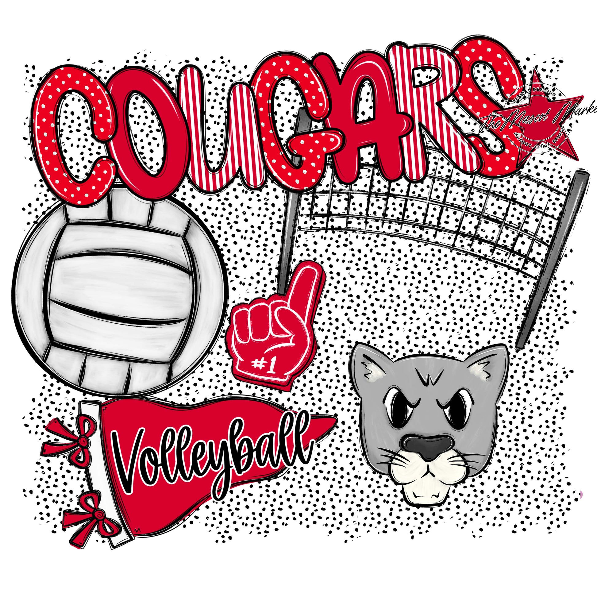Cougars Volleyball Spirit-Red