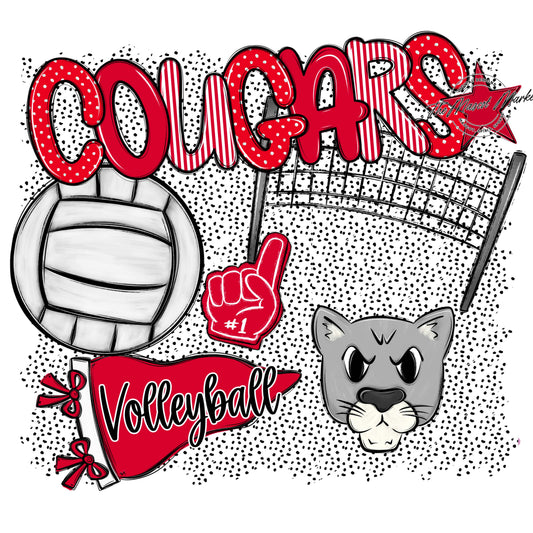 Cougars Volleyball Spirit-Red