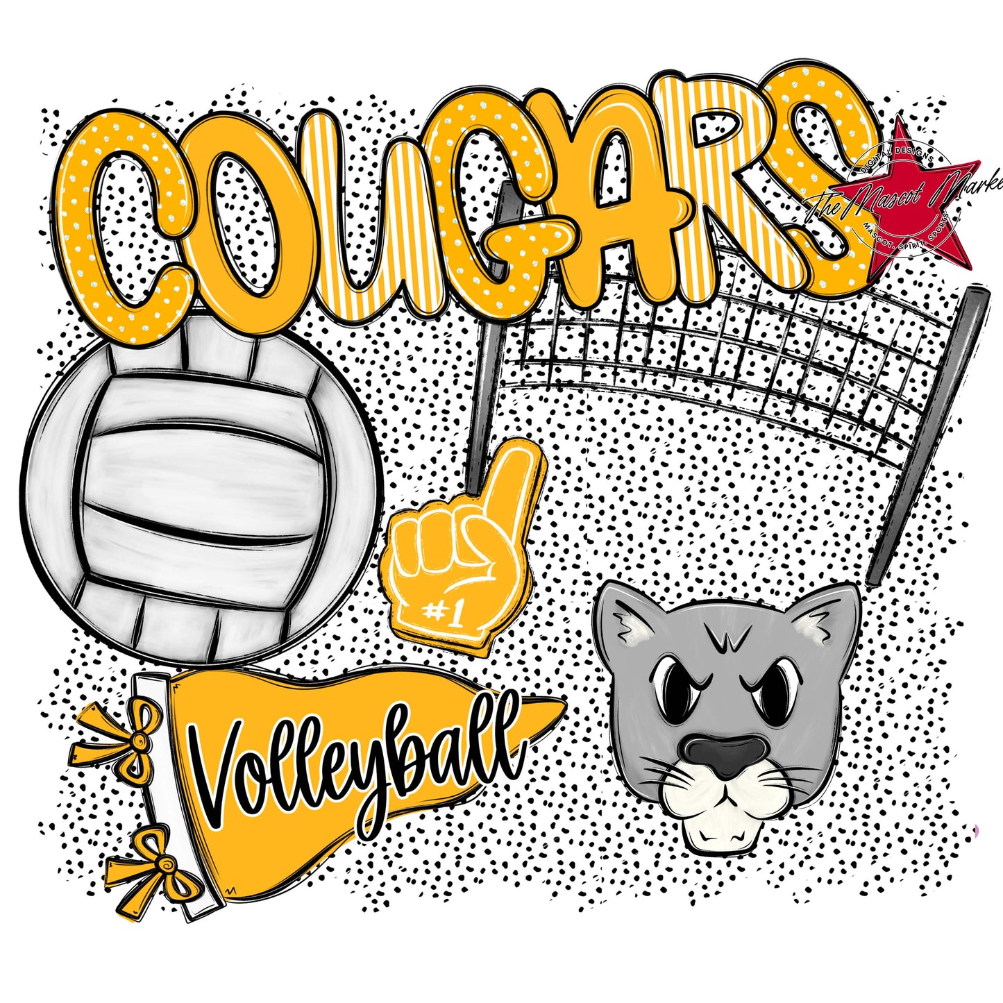 Cougars Volleyball Spirit-Yellow