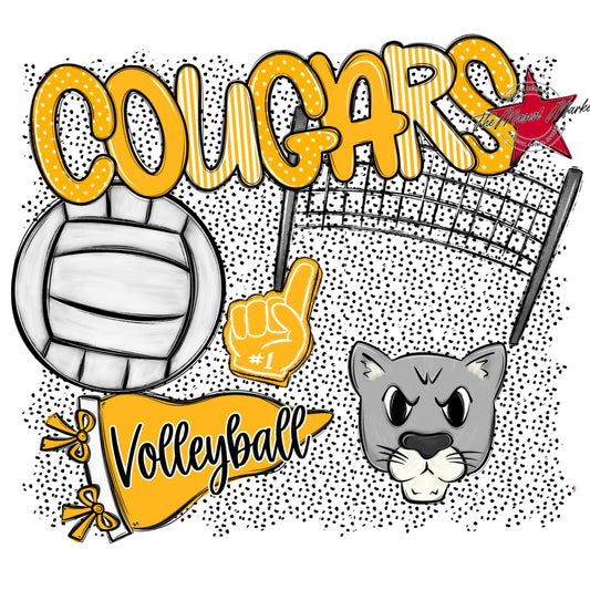 Cougars Volleyball Spirit-Yellow