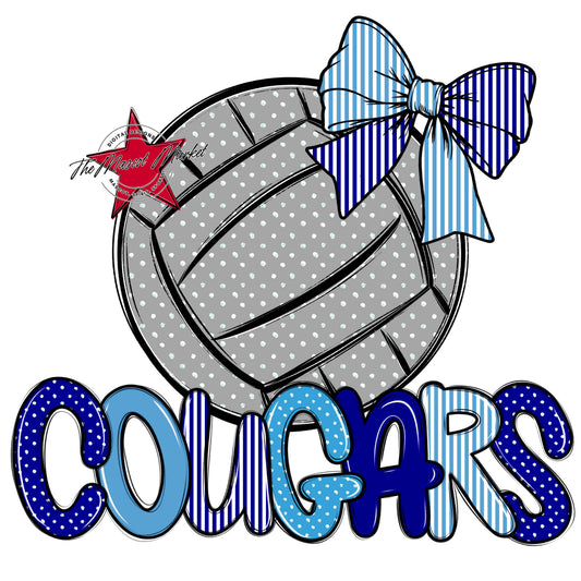 Cougars Volleyball Spirit Design-Blue & Carolina Blue