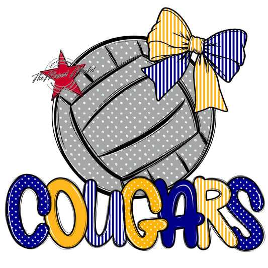Cougars Volleyball Spirit Design-Blue & Yellow
