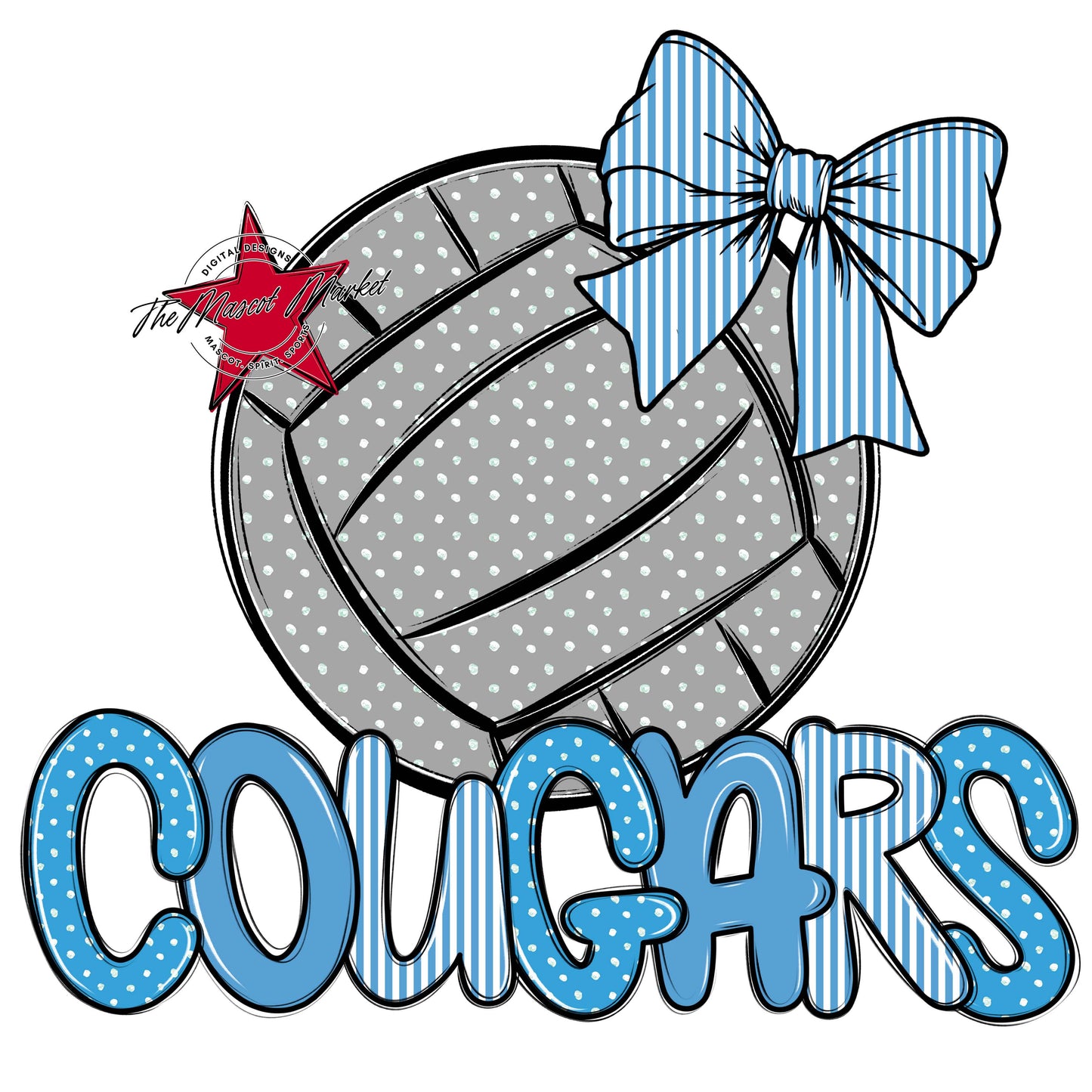 Cougars Volleyball Spirit Design-Carolina Blue