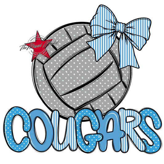 Cougars Volleyball Spirit Design-Carolina Blue
