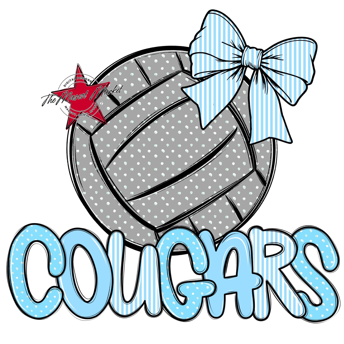 Cougars Volleyball Spirit Design-Columbia Blue