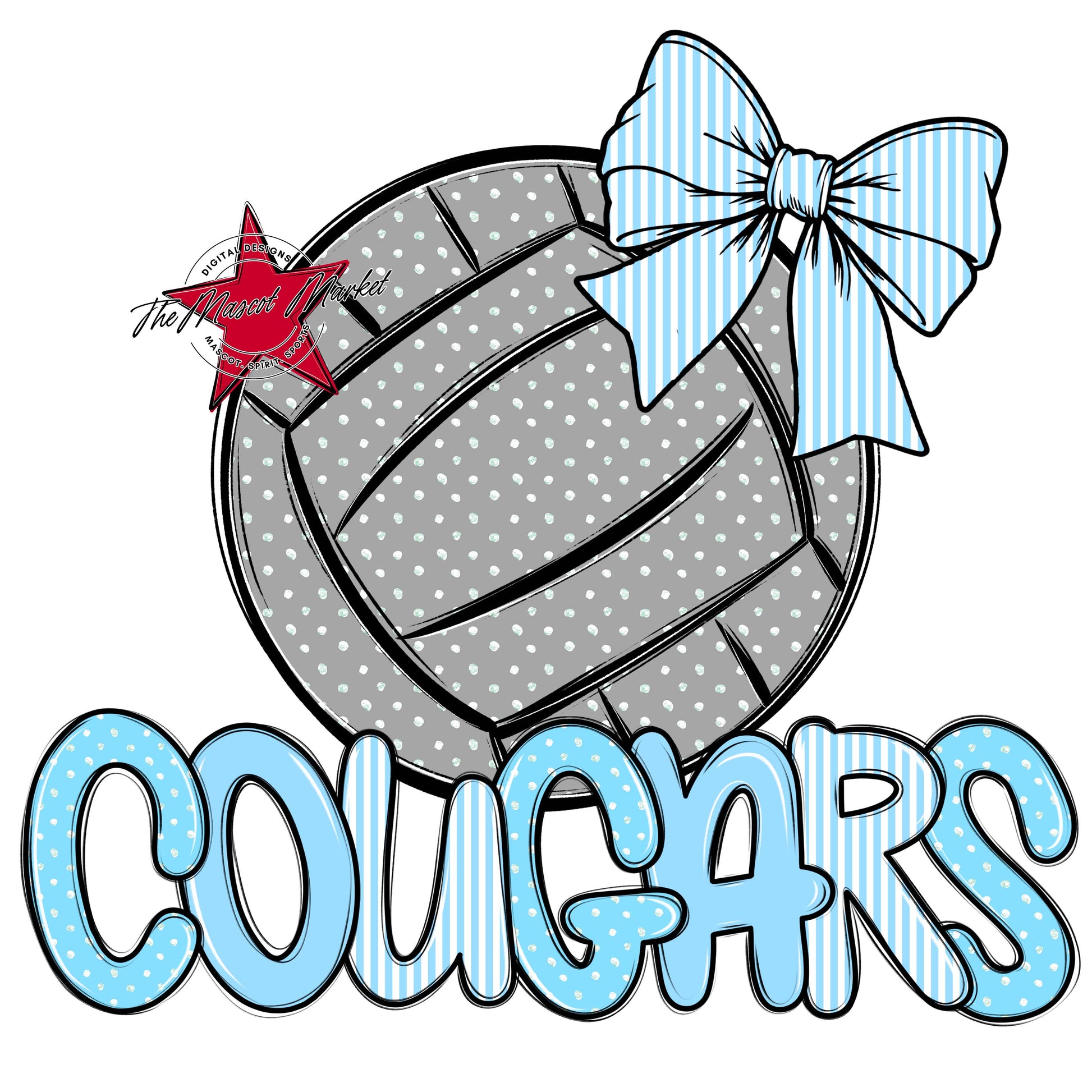 Cougars Volleyball Spirit Design-Columbia Blue