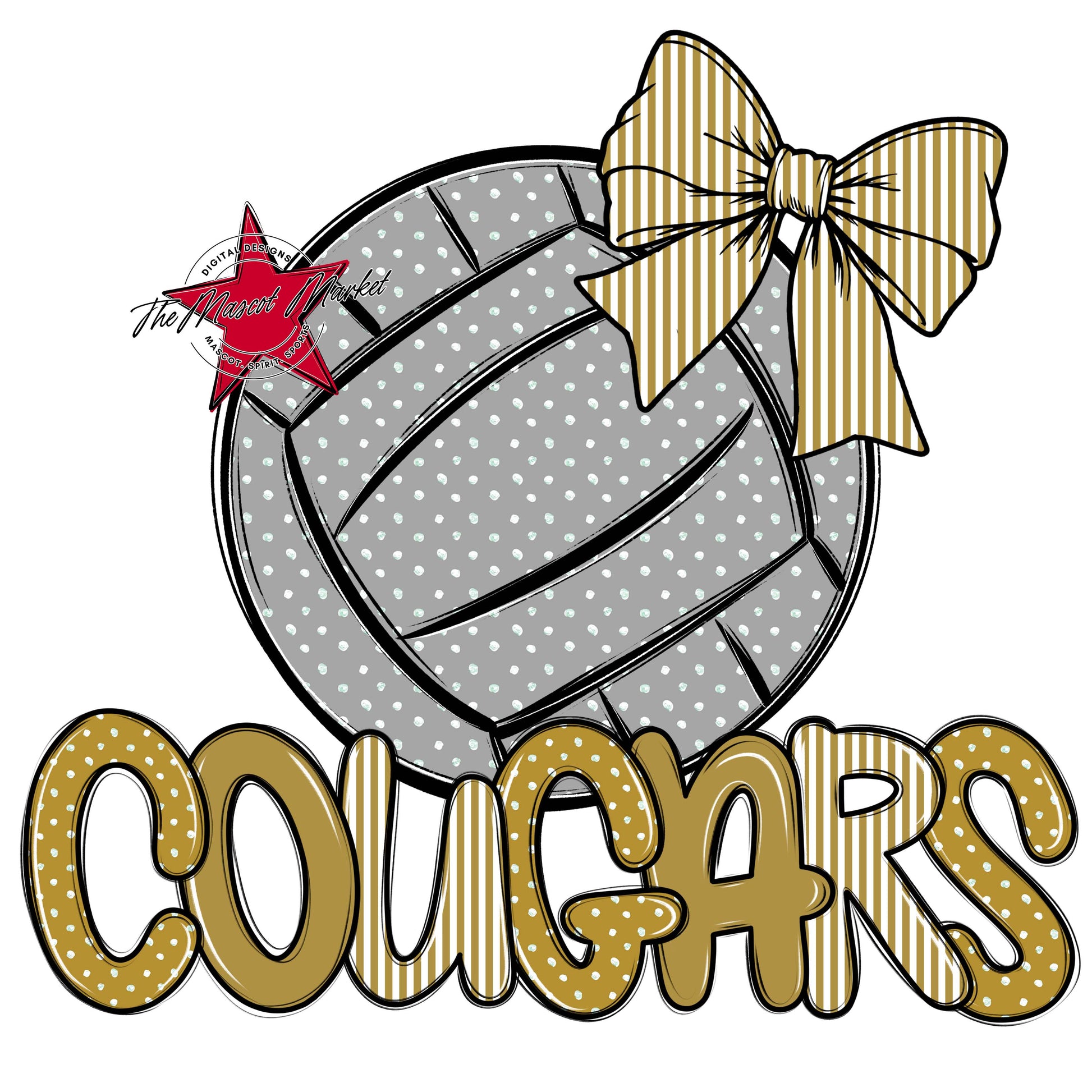 Cougars Volleyball Spirit Design-Gold