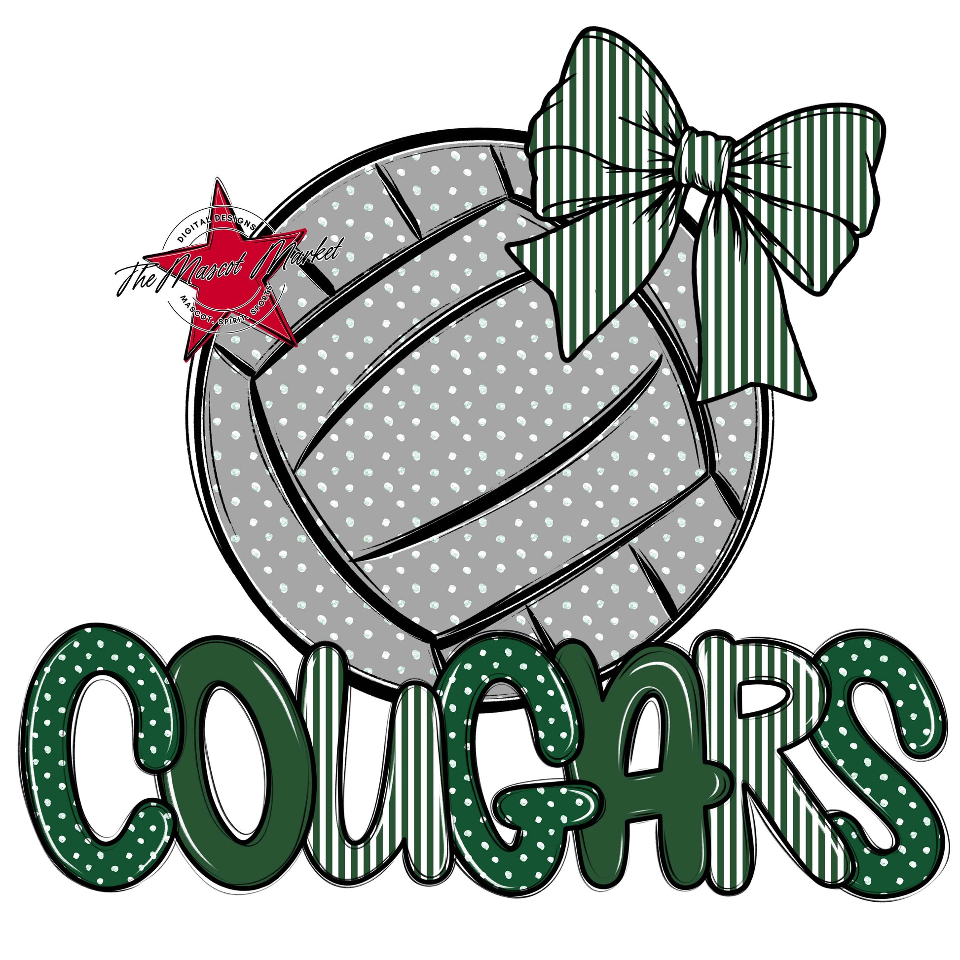 Cougars Volleyball Spirit Design-Green