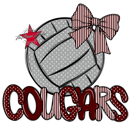 Cougars Volleyball Spirit Design-Maroon