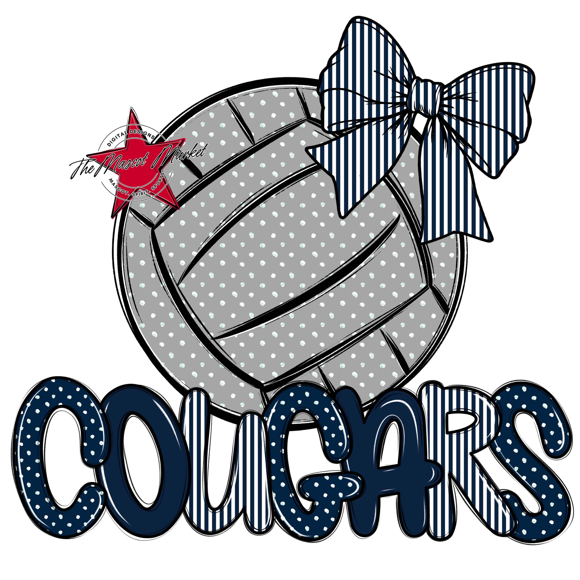 Cougars Volleyball Spirit Design-Navy