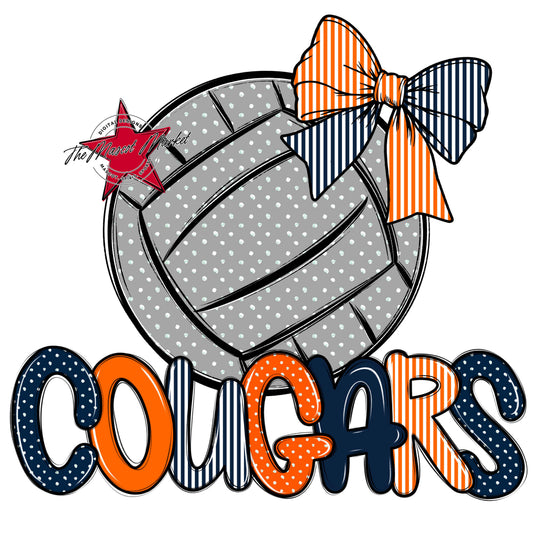 Cougars Volleyball Spirit Design-Navy & Orange