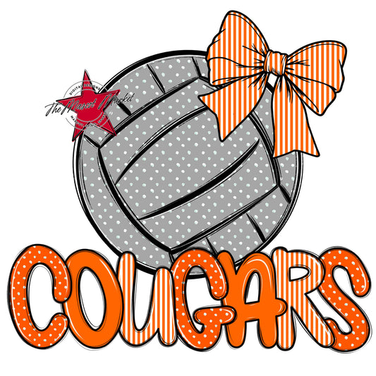 Cougars Volleyball Spirit Design-Orange
