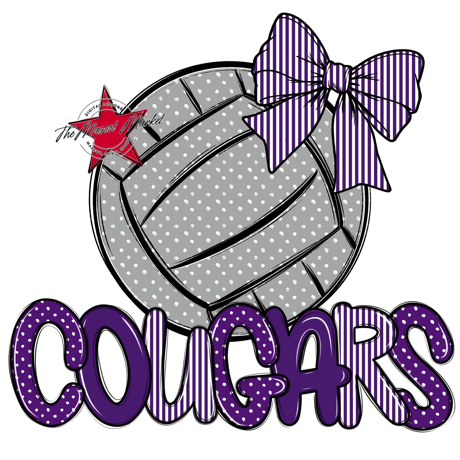 Cougars Volleyball Spirit Design-Purple