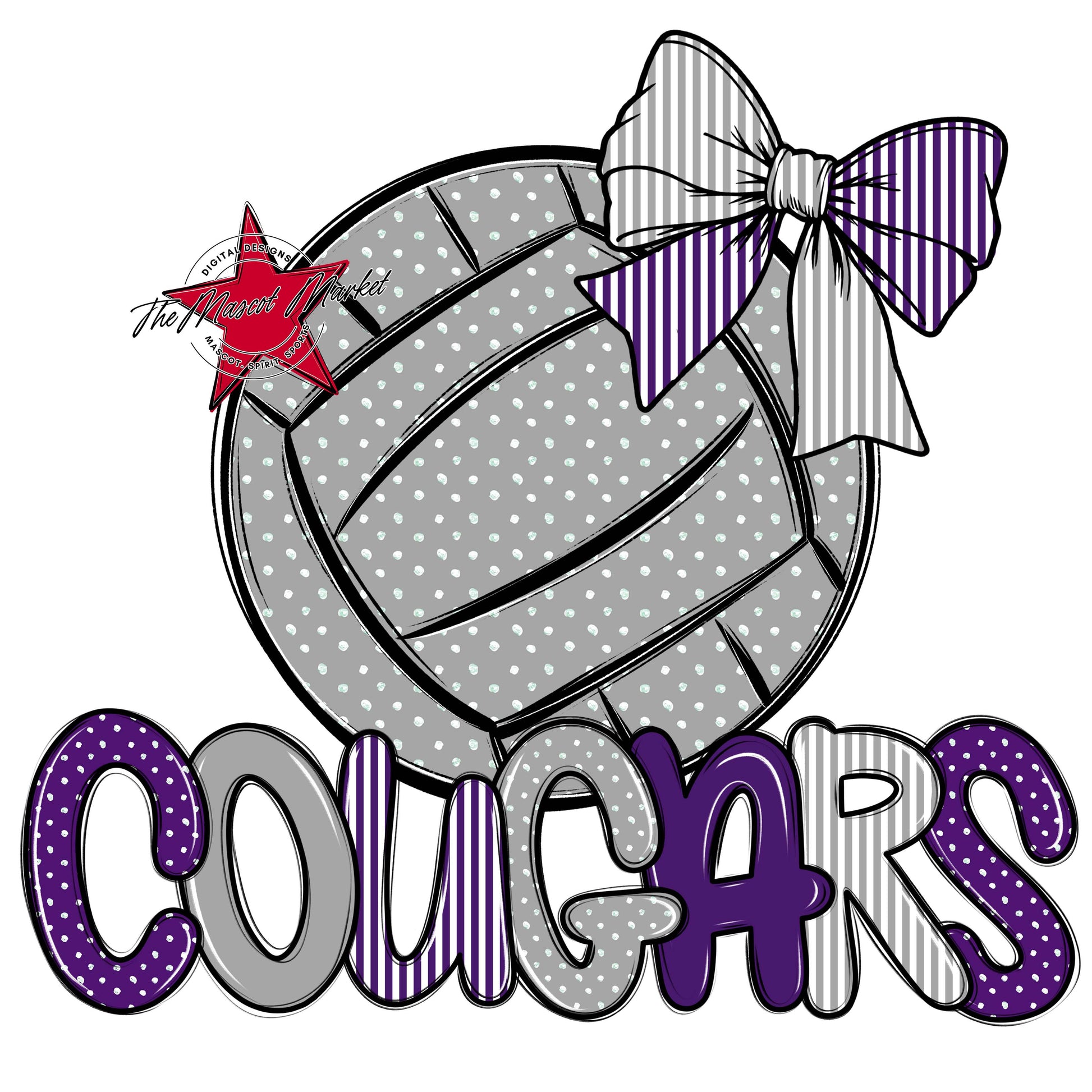 Cougars Volleyball Spirit Design-Purple & Grey