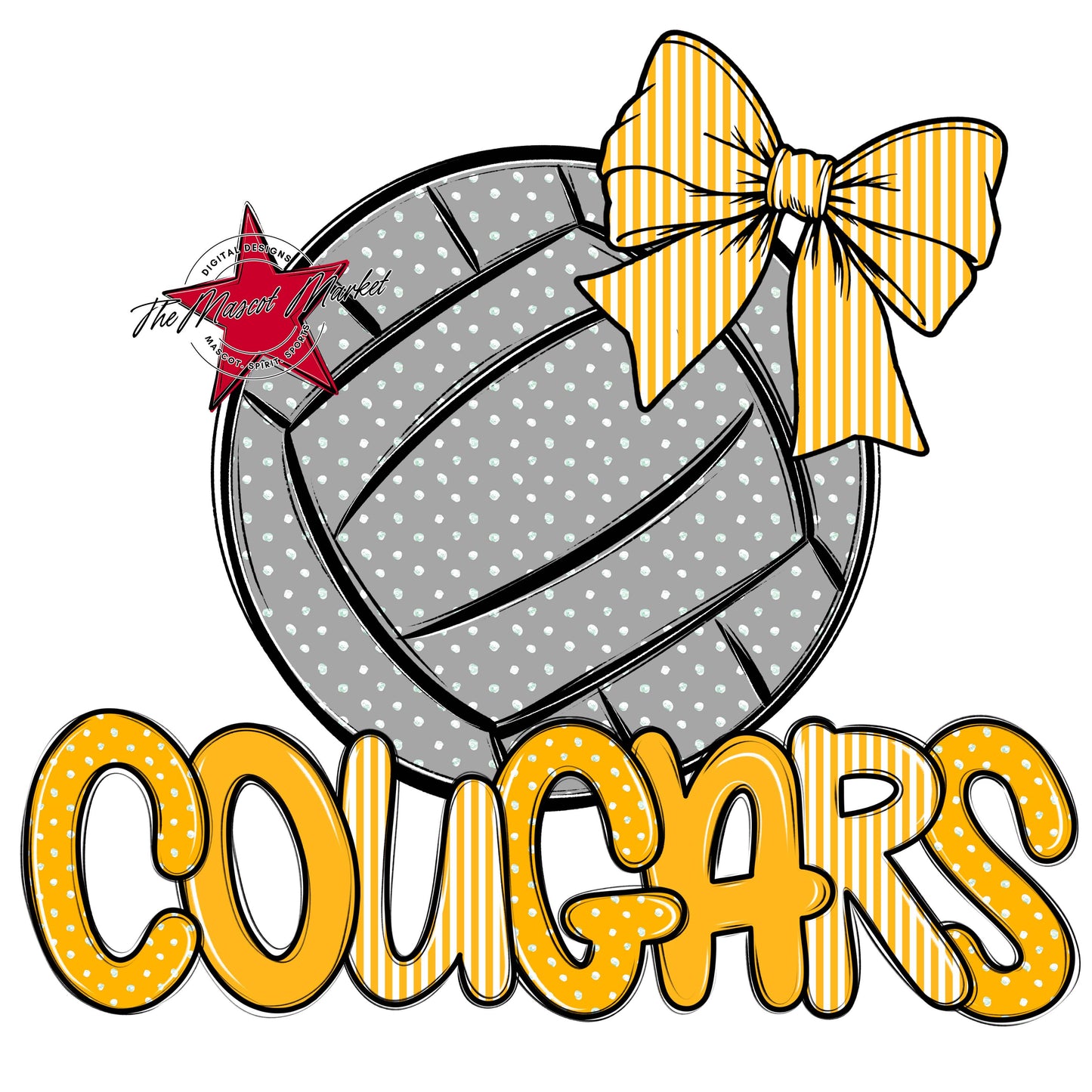 Cougars Volleyball Spirit Design-Yellow