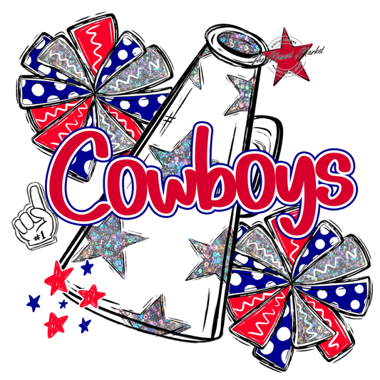 Cowboys Alpha Megaphone Design-Blue-Red