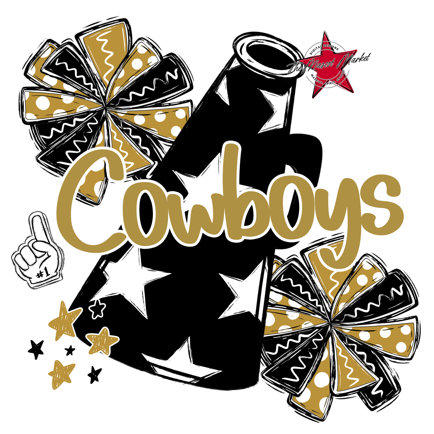 Cowboys Alpha Megaphone Design-Gold