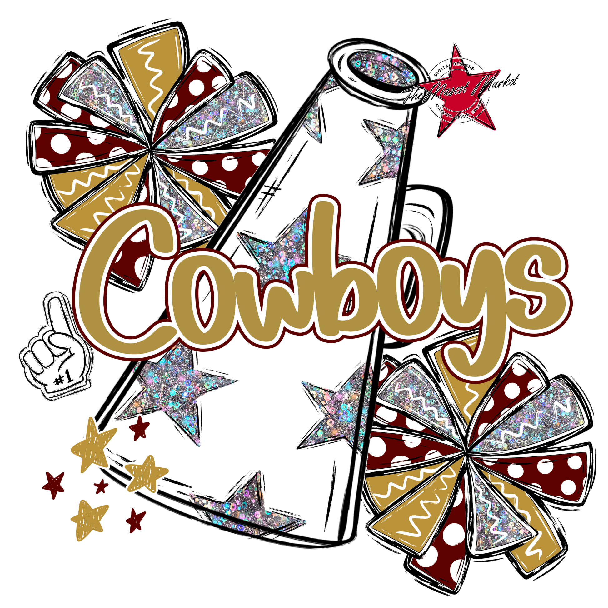 Cowboys Alpha Megaphone Design-Maroon-Gold