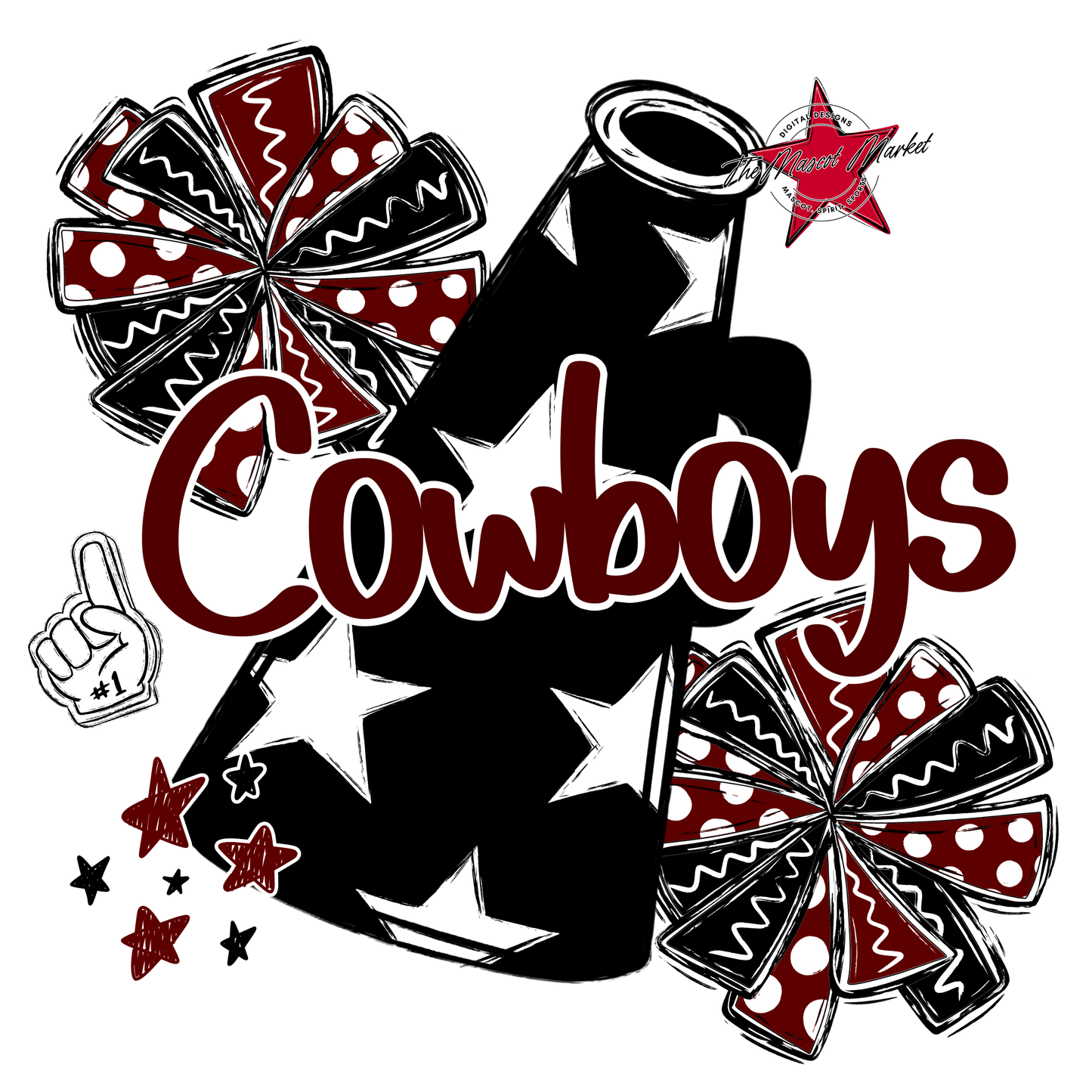 Cowboys Alpha Megaphone Design-Maroon