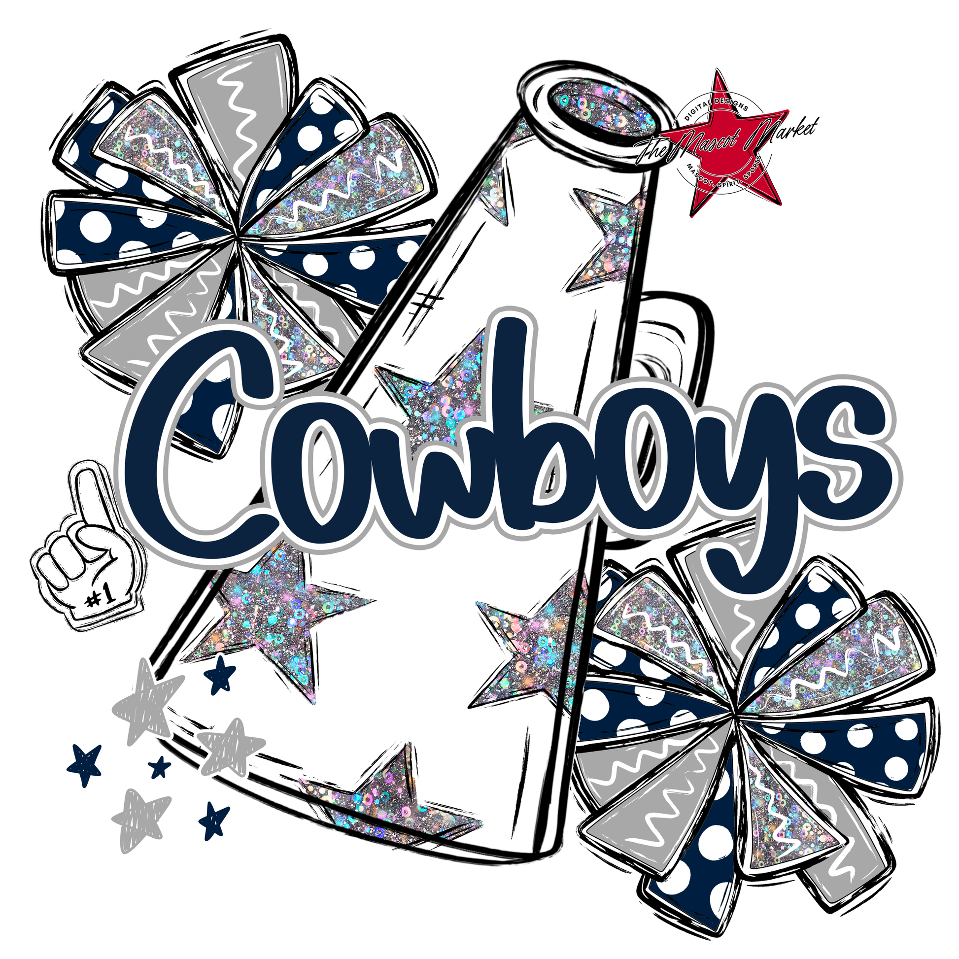 Cowboys Alpha Megaphone Design-Navy-Grey
