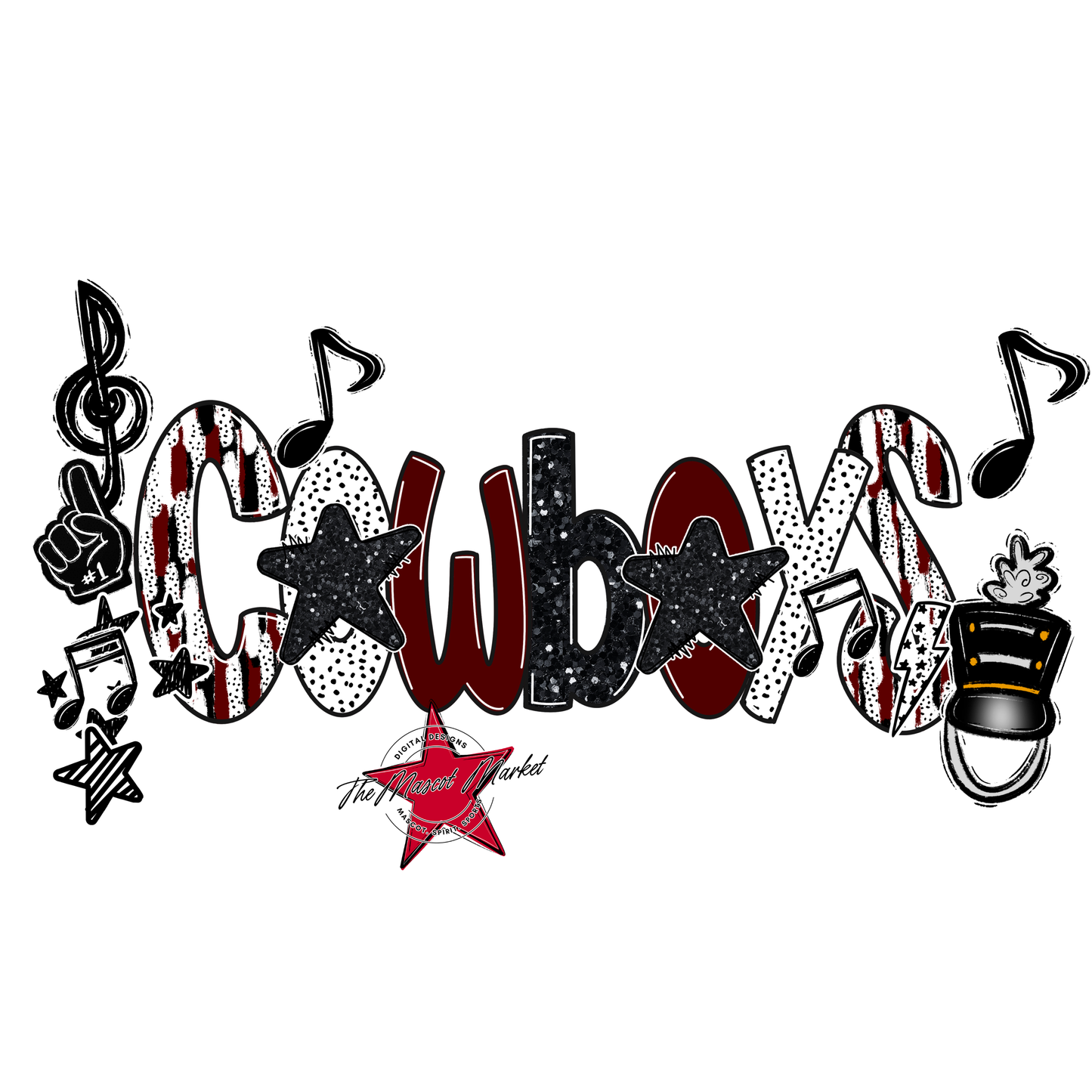 Cowboys Band Scrape-Maroon