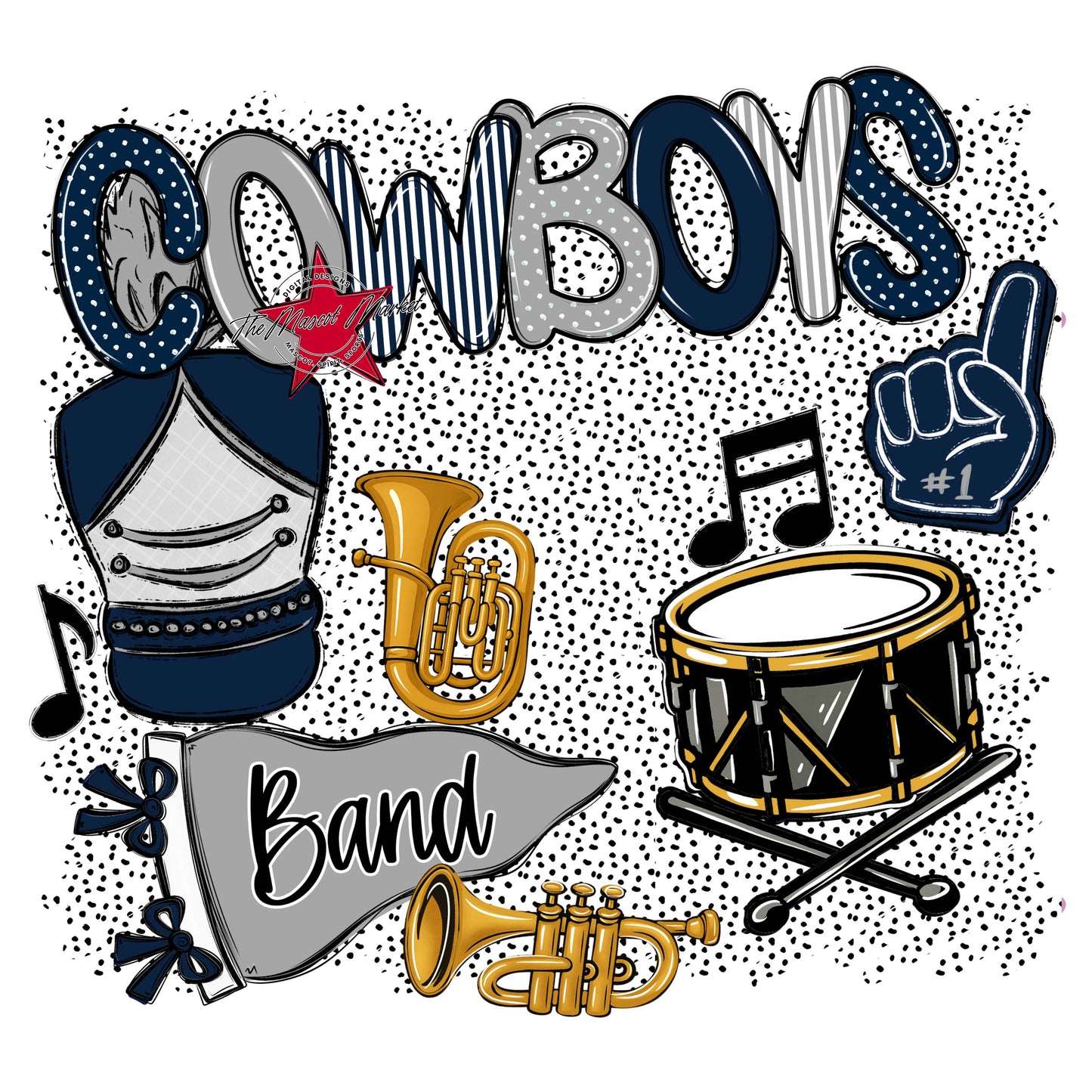 Cowboys Band Spirit-Navy & Grey
