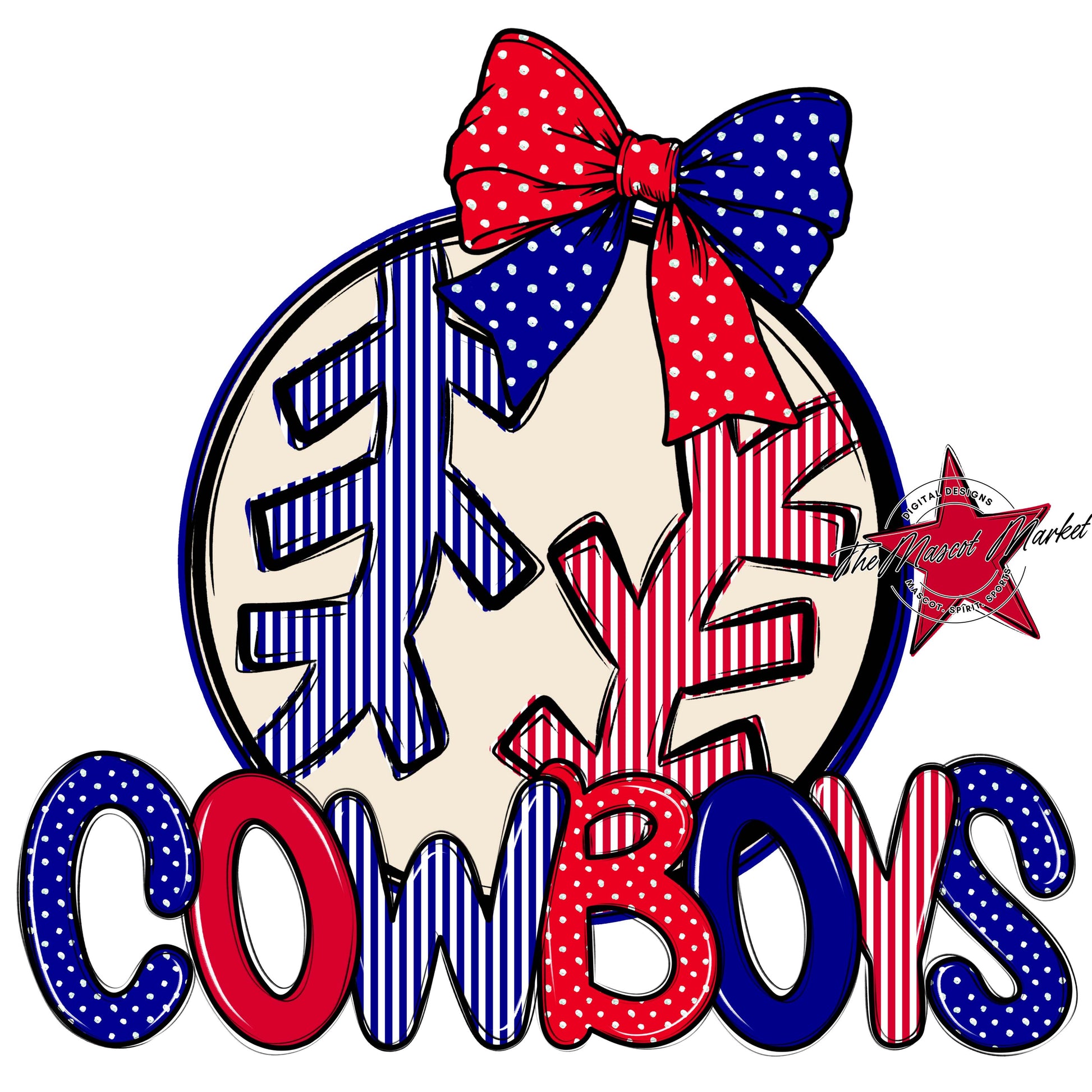 Cowboys Baseball-Softball Spirit Design-Blue & Red