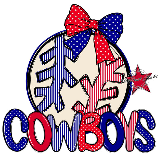 Cowboys Baseball-Softball Spirit Design-Blue & Red