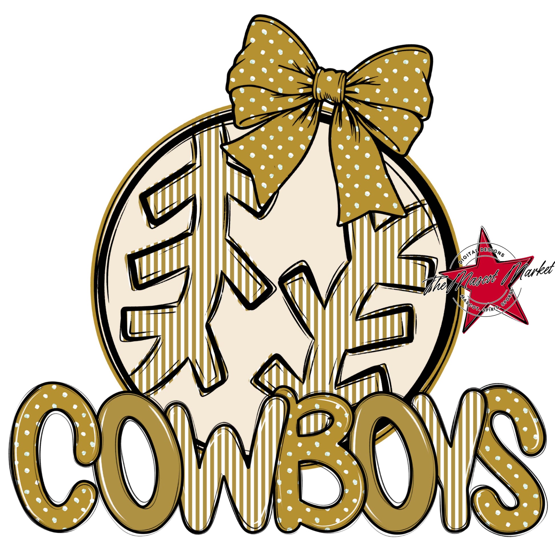 Cowboys Baseball-Softball Spirit Design-Gold