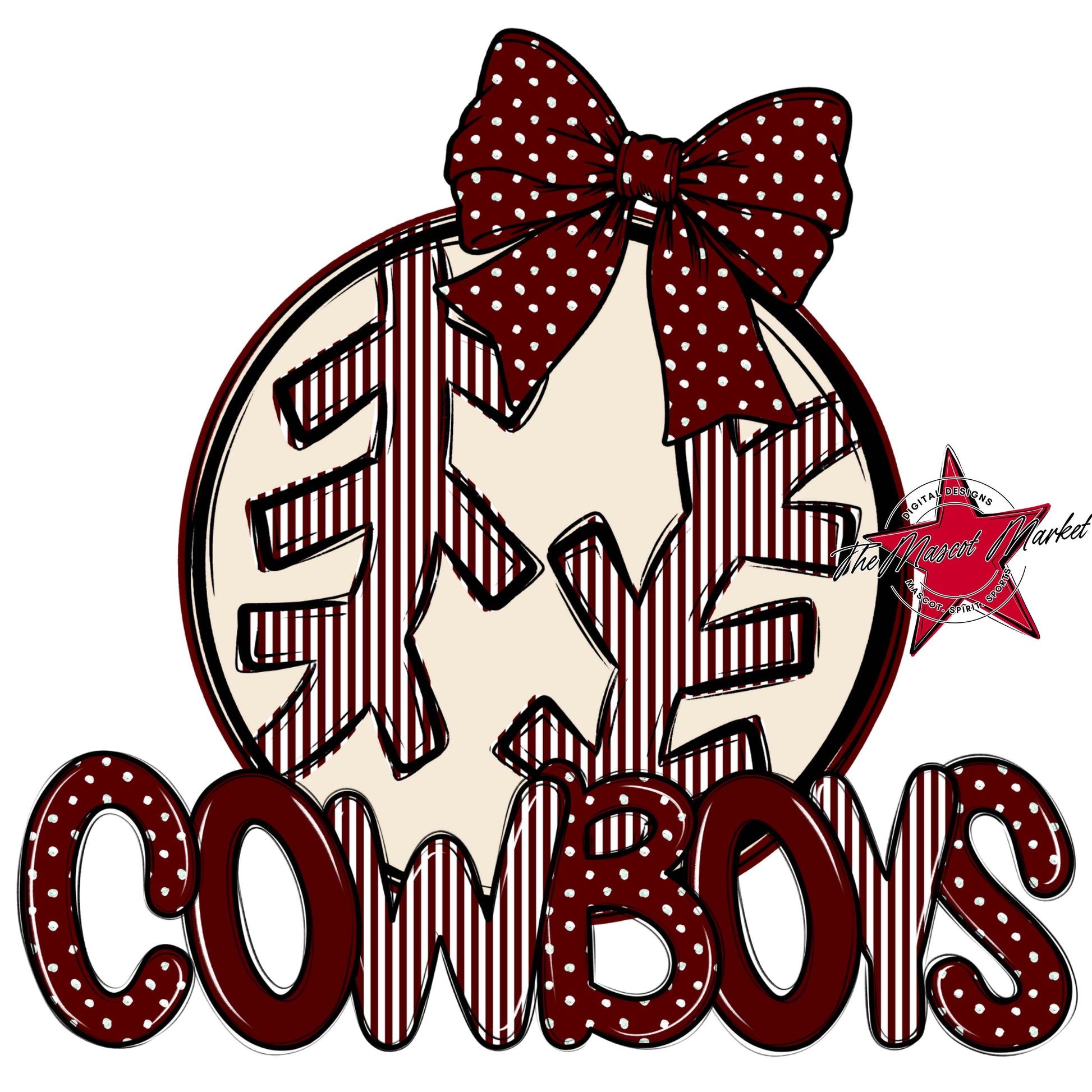 Cowboys Baseball-Softball Spirit Design-Maroon