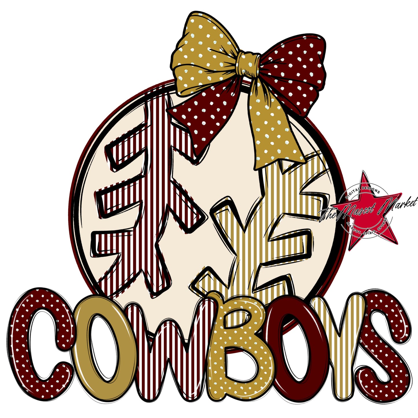 Cowboys Baseball-Softball Spirit Design-Maroon & Gold