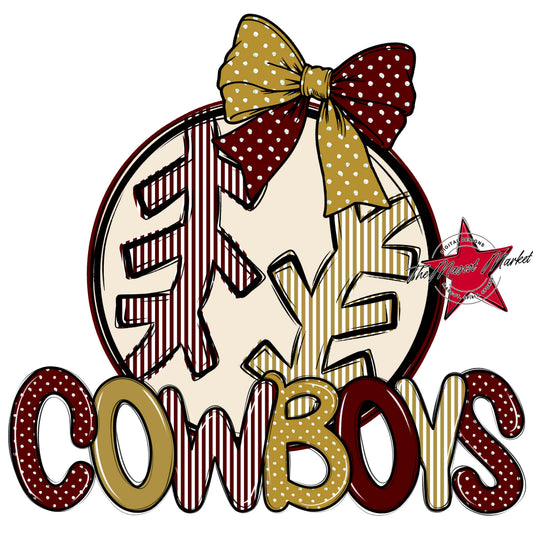 Cowboys Baseball-Softball Spirit Design-Maroon & Gold