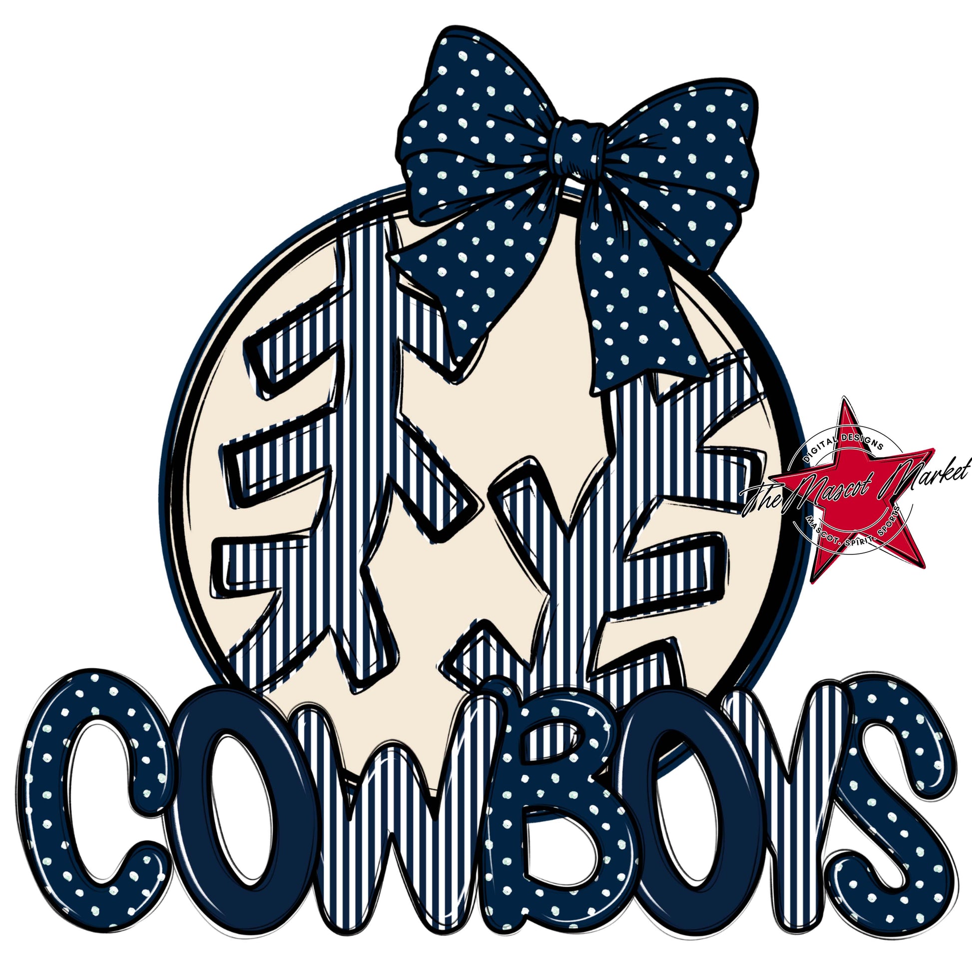 Cowboys Baseball-Softball Spirit Design-Navy