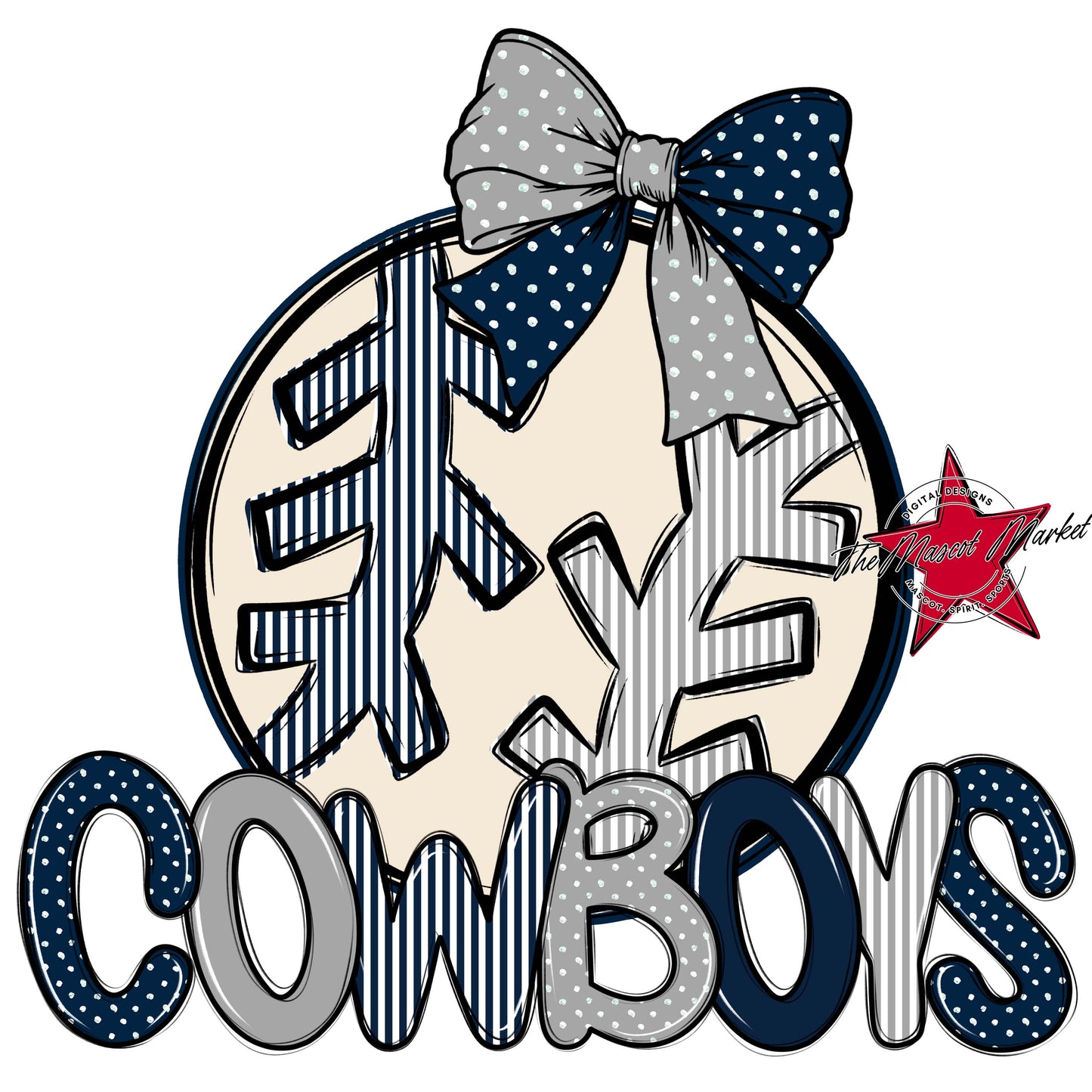 Cowboys Baseball-Softball Spirit Design-Navy & Grey