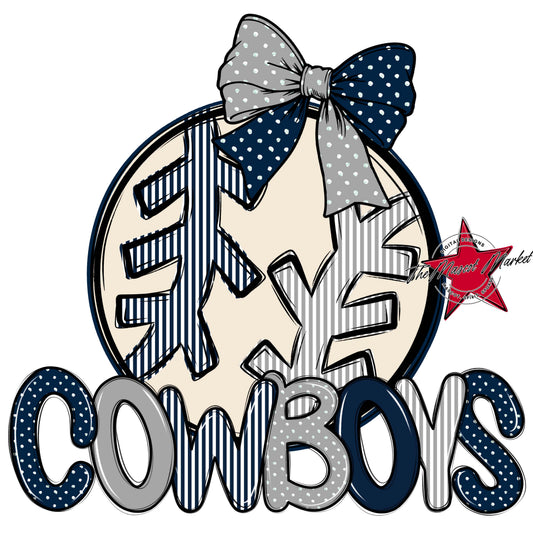 Cowboys Baseball-Softball Spirit Design-Navy & Grey