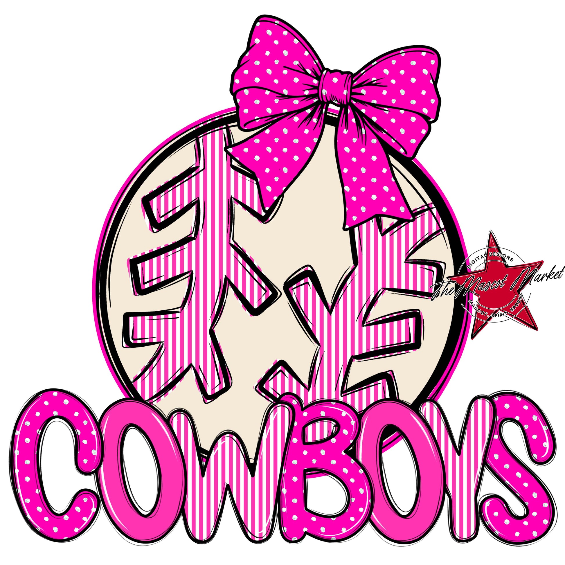 Cowboys Baseball-Softball Spirit Design-Pink