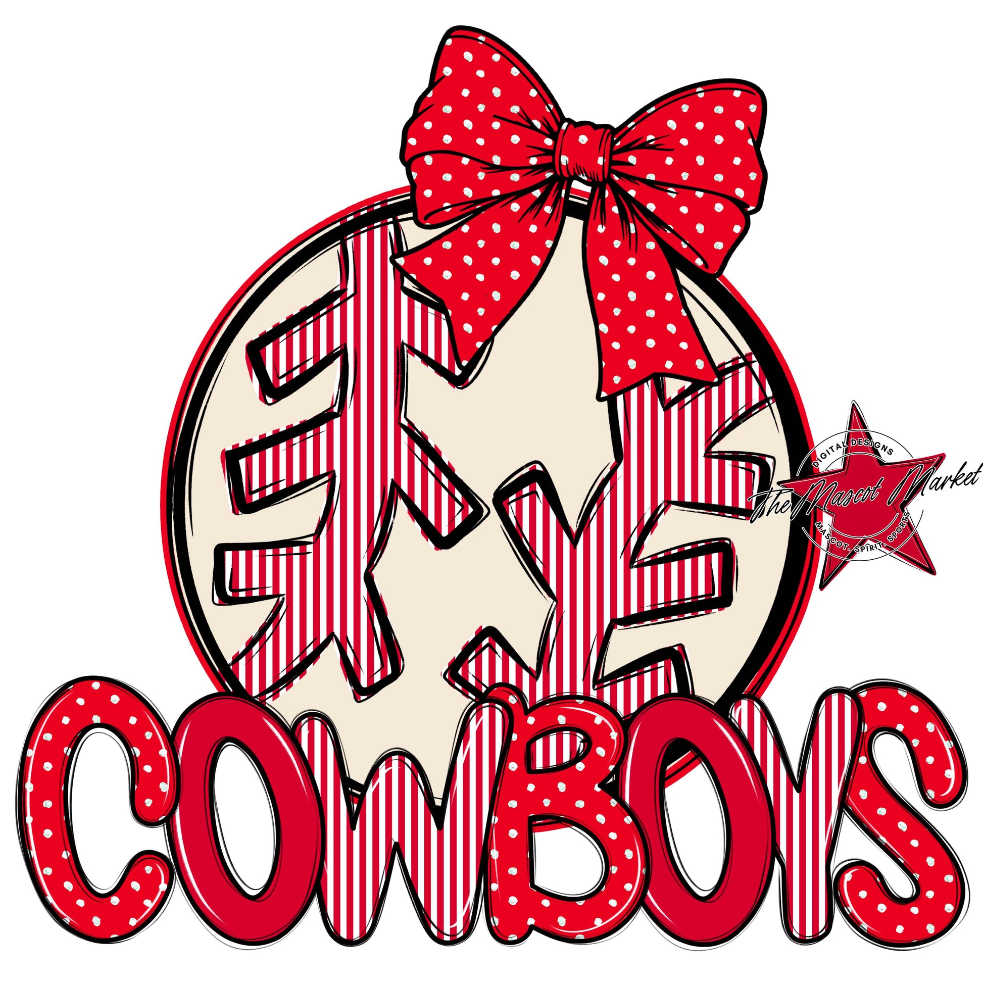 Cowboys Baseball-Softball Spirit Design-Red