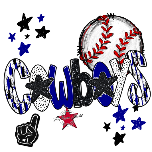 Cowboys Baseball Scrape-Blue
